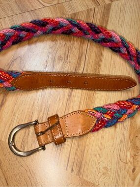 Braided Multicolor Leather-Trim Belt - Women's Fashion Accessory